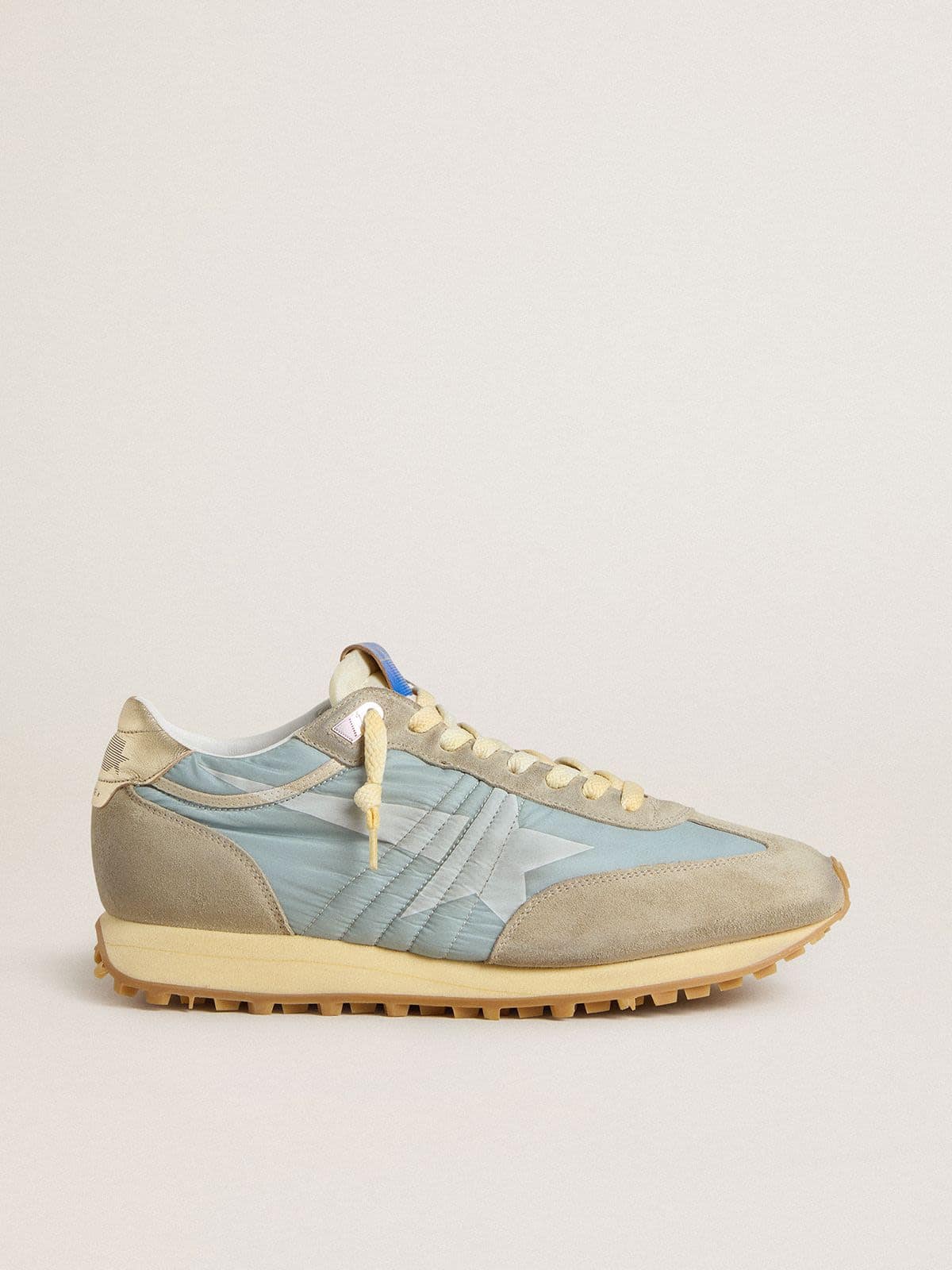 Golden Goose Womens Marathon With Light Blue Nylon Upper And Pastel Blue Star Womens
