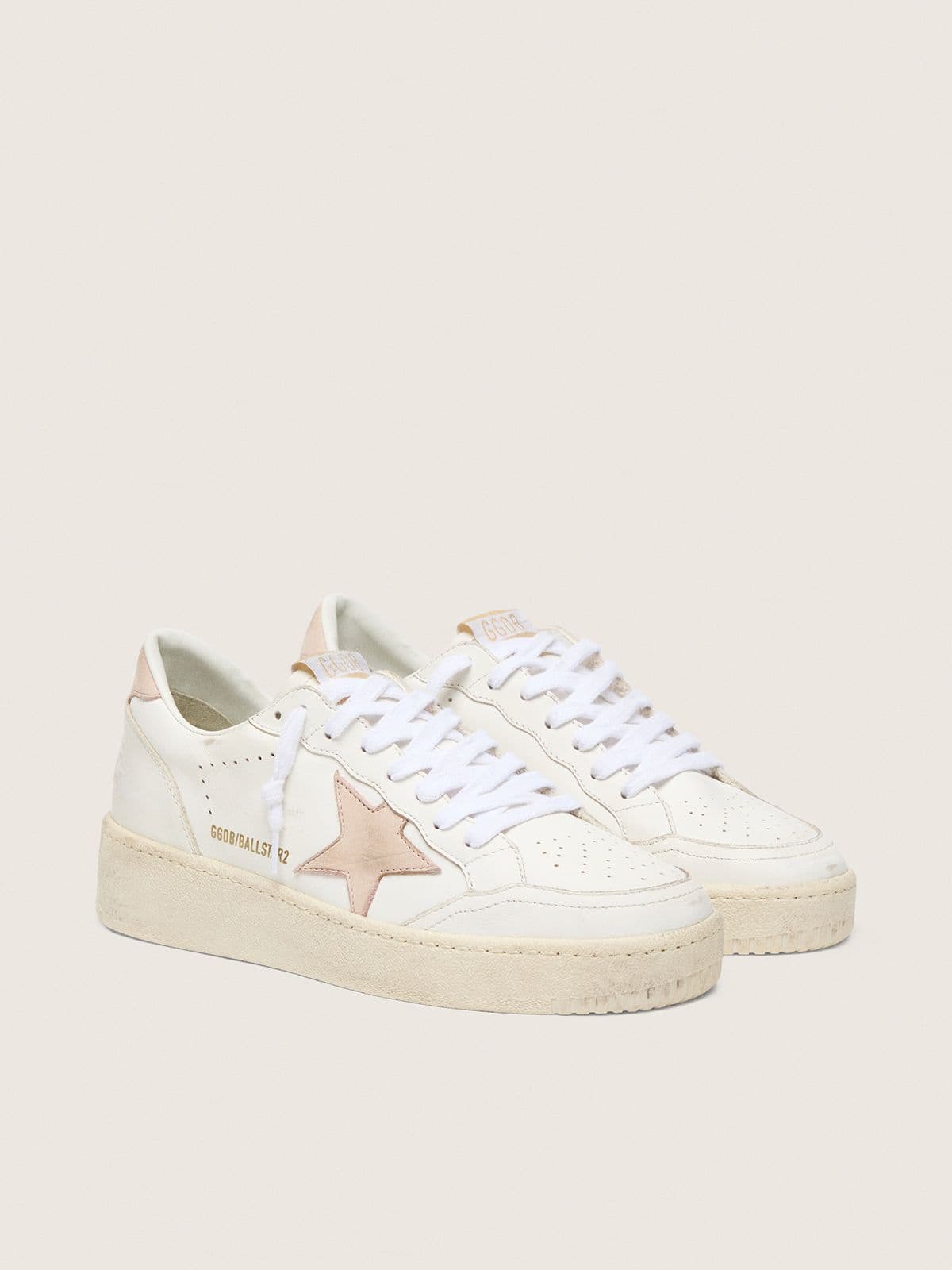 Golden Goose Womens Ball Star With Pink Nubuck Star And Heel Tab Womens