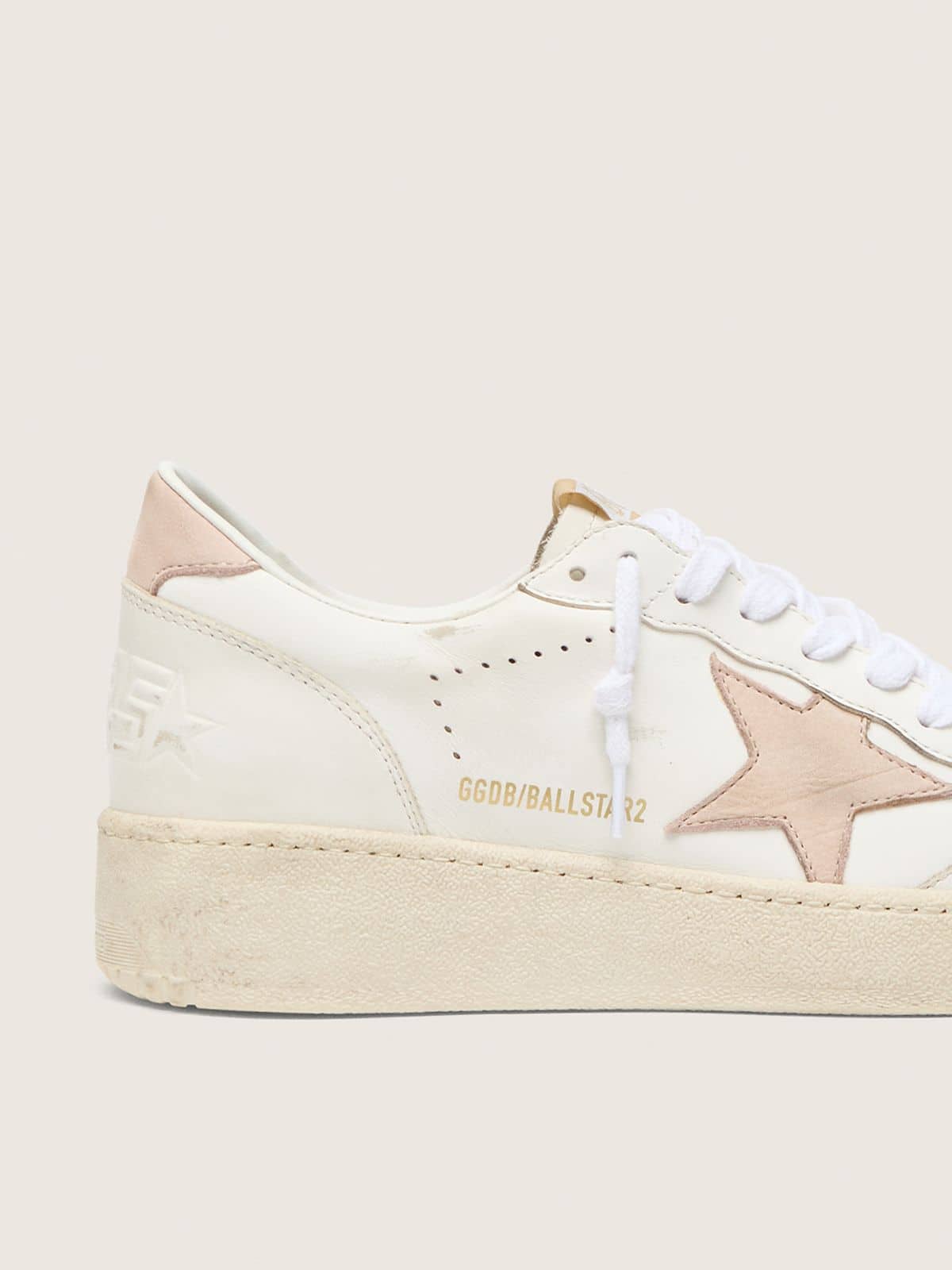 Golden Goose Womens Ball Star With Pink Nubuck Star And Heel Tab Womens