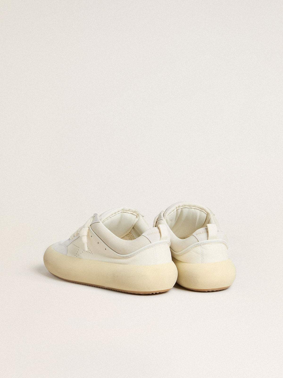 Golden Goose Womens Space-Star Cube In White Leather With Perforated Star Womens