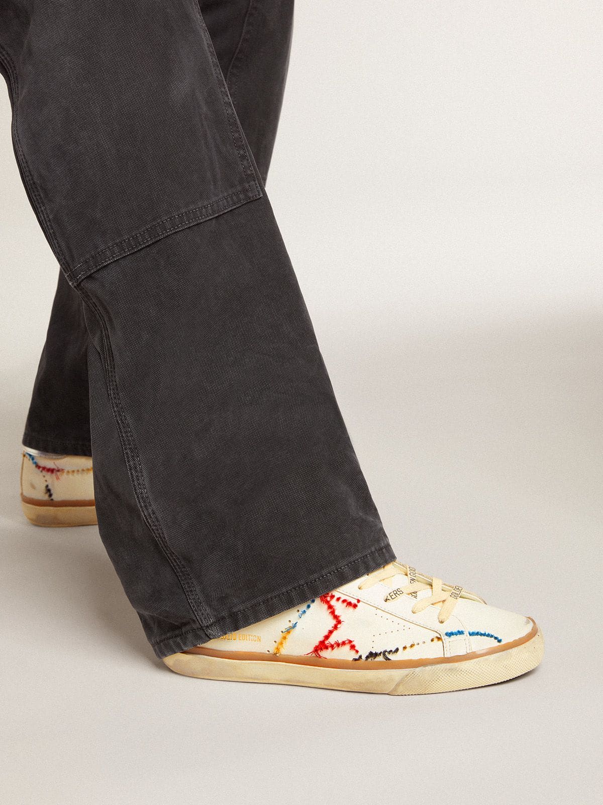 Golden Goose Womens Super-Star Ltd With Perforated Star And Metallic Leather Heel Tab Womens