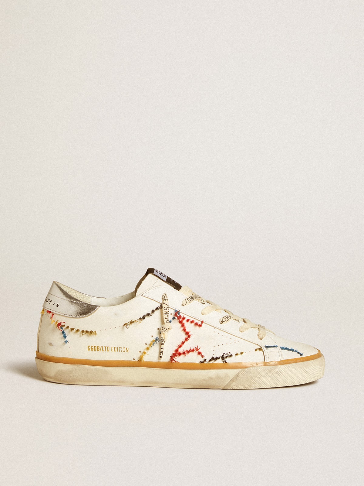 Golden Goose Womens Super-Star Ltd With Perforated Star And Metallic Leather Heel Tab Womens