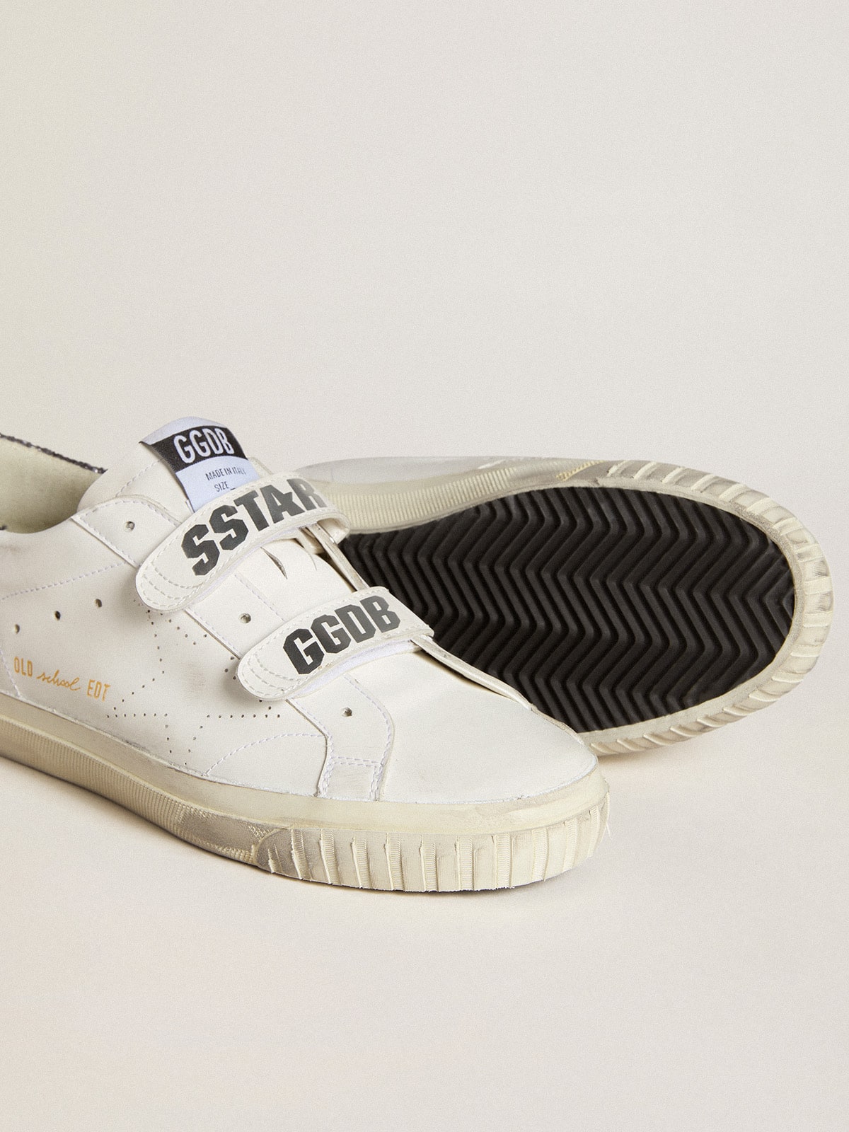 Golden Goose Bio-Based Old School With Perforated Star And Glitter Heel Tab Womens