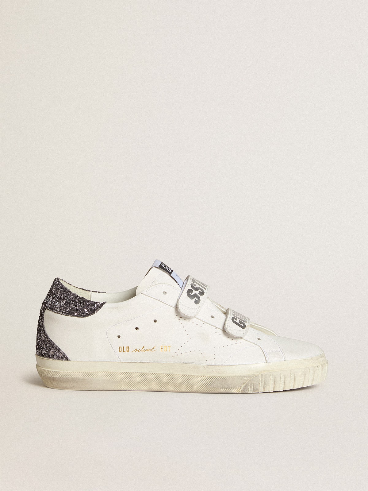 Golden Goose Bio-Based Old School With Perforated Star And Glitter Heel Tab Womens
