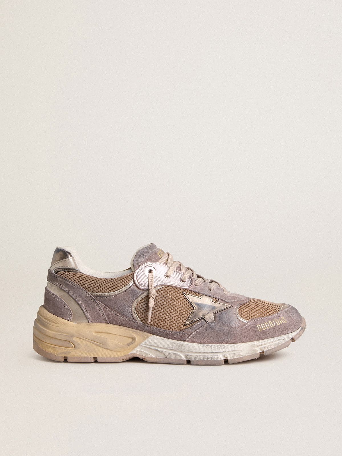 Golden Goose Womens Dad-Star In Lilac Suede And Mesh With Laminated Leather Star And Heel Tab Womens