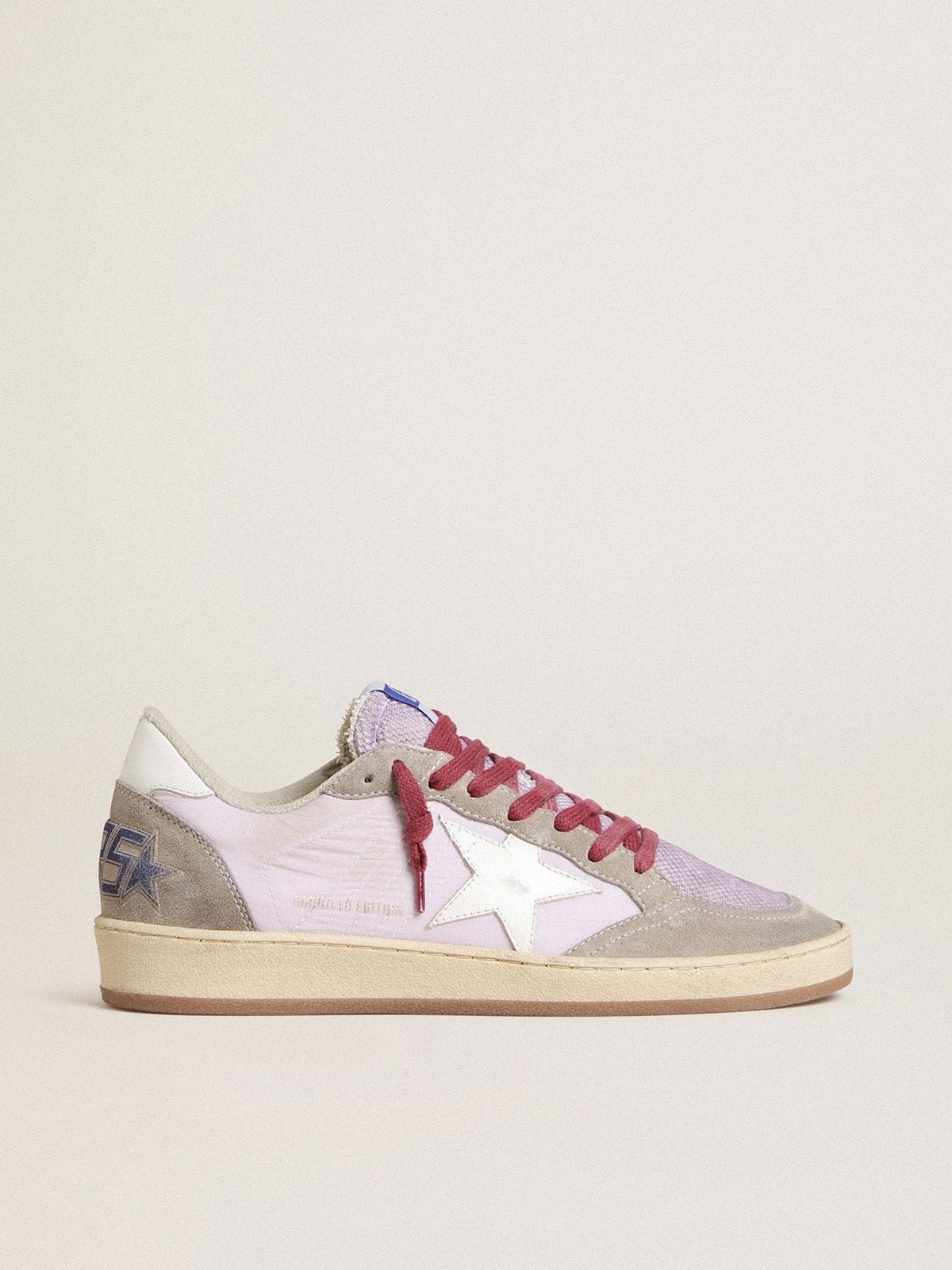 Golden Goose Womens Ball Star Ltd In Lilac Nylon With White Leather Star And Suede Inserts Womens