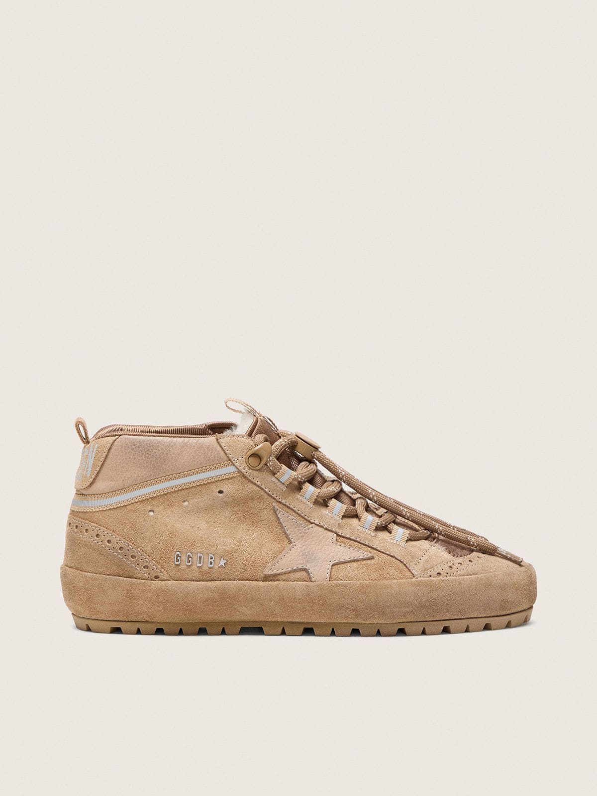 Golden Goose Womens Mid Star Ski In Caramel Suede With Nubuck Star And Suede Heel Tab Womens