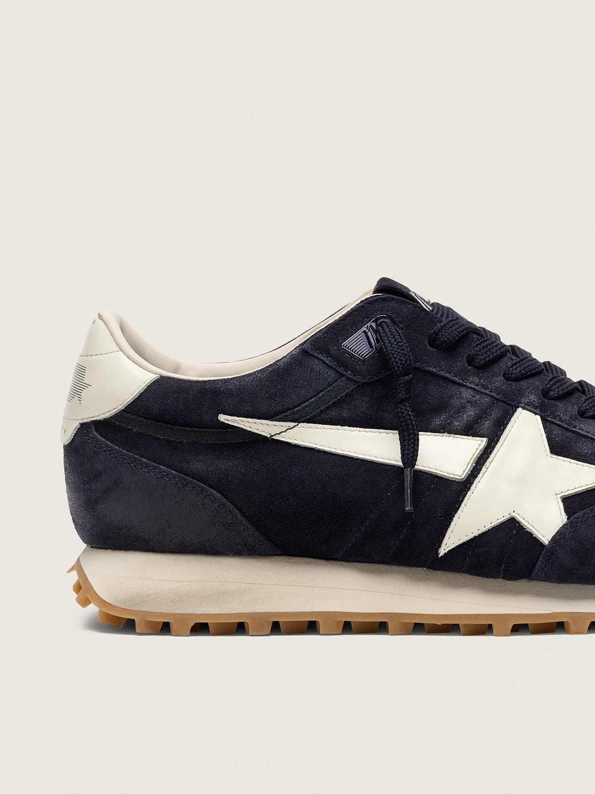 Golden Goose Womens Marathon In Blue Navy Suede With Leather Star And Heel Tab Womens