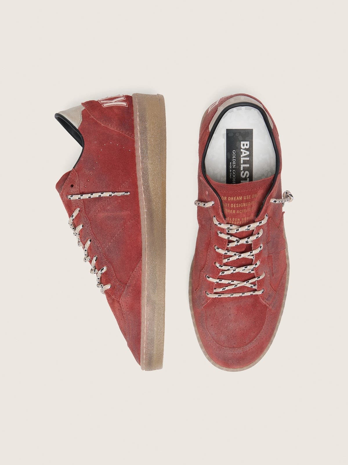 Golden Goose Womens Ball Star In Rust-Red Suede With Tone-On-Tone Star Womens