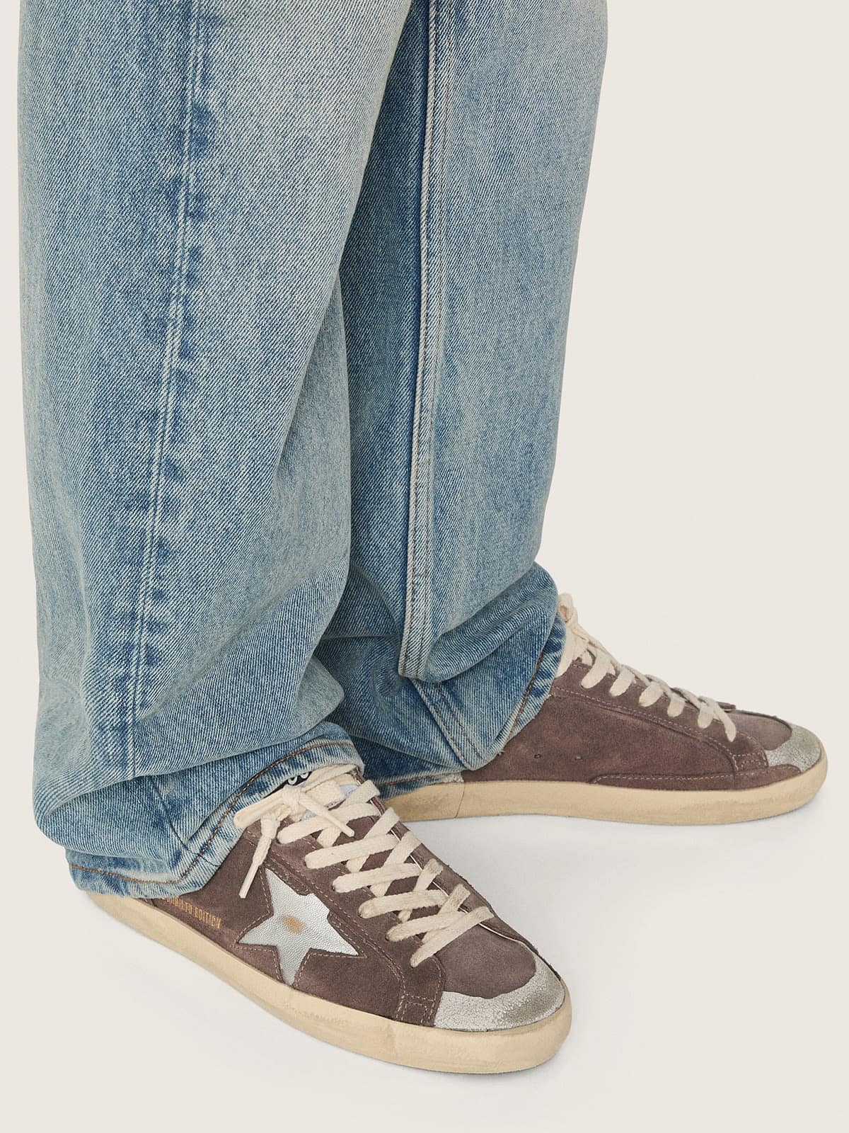 Golden Goose Womens Super-Star Ltd In Lavender Suede With Silver Star Womens