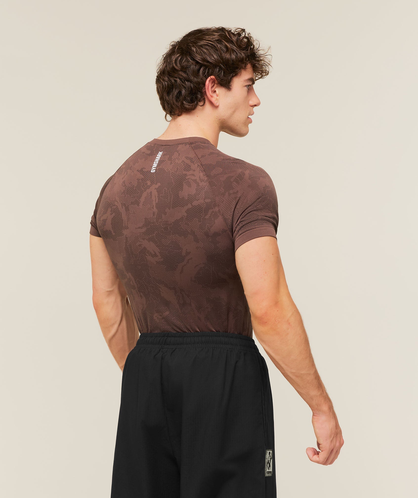 Gymshark Geo Seamless T-Shirt Espresso Brown