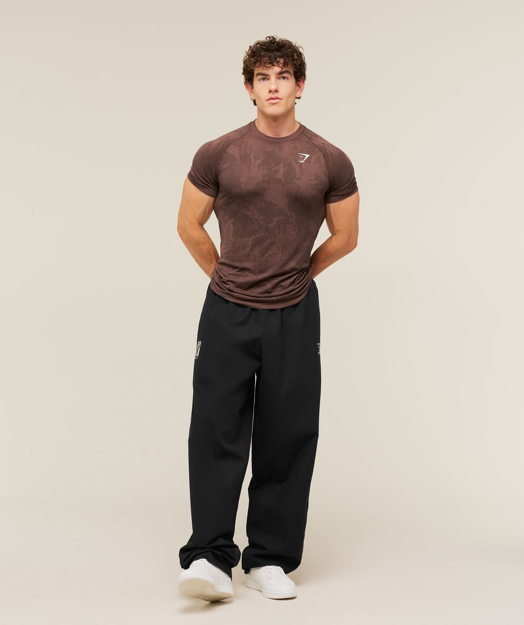 Gymshark Geo Seamless T-Shirt Espresso Brown