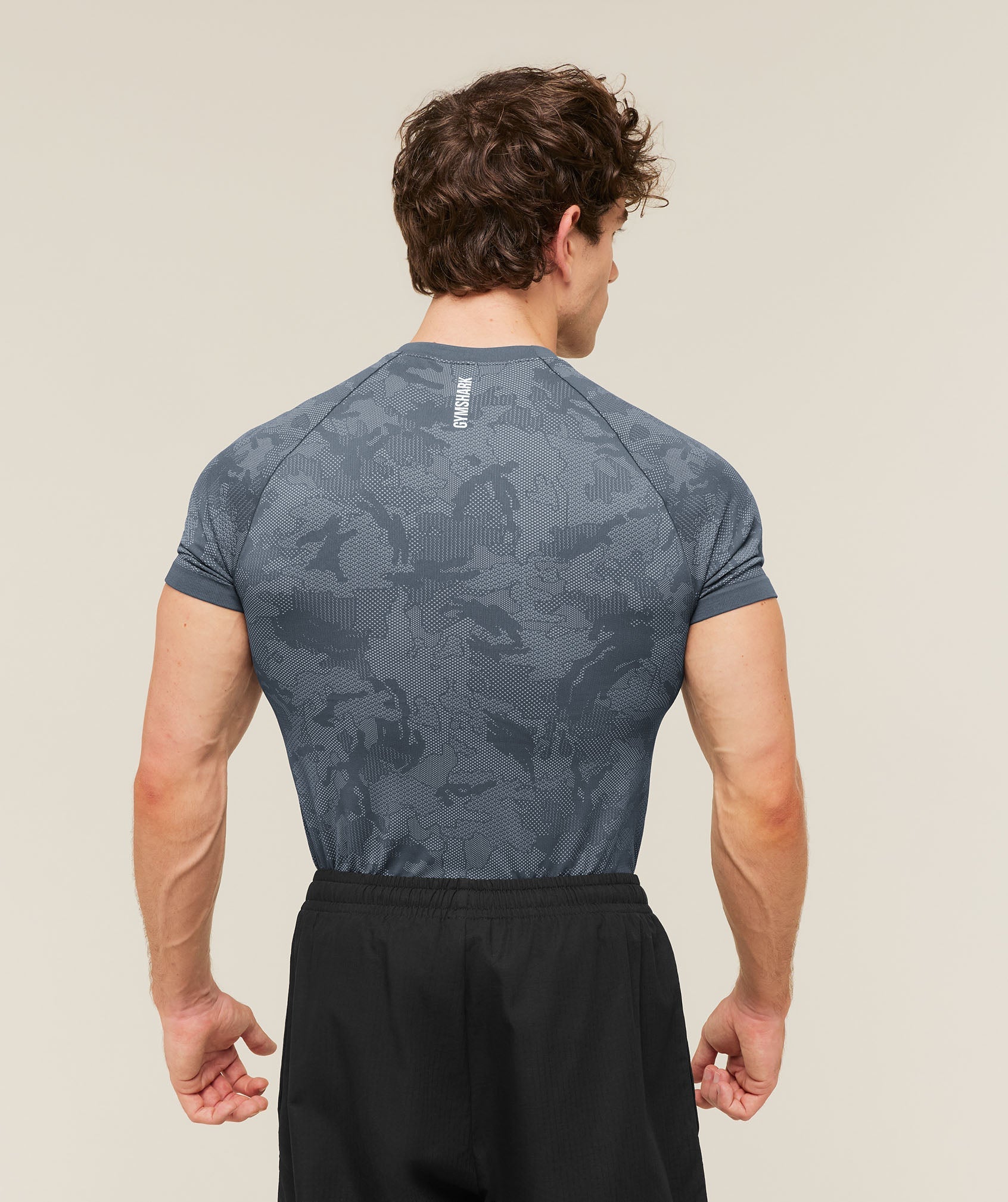 Gymshark Geo Seamless T-Shirt Shadow Blue