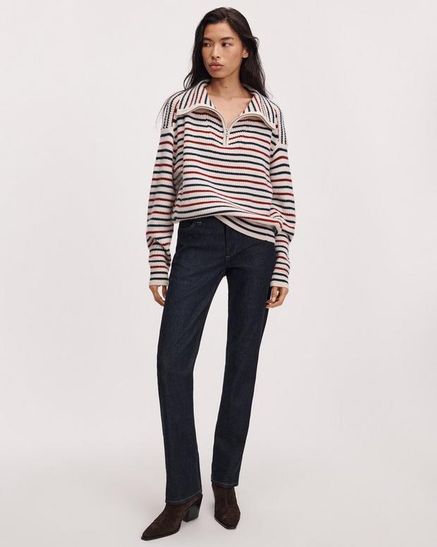 Rag & Bone Gigi Striped Cashmere Half-Zip
