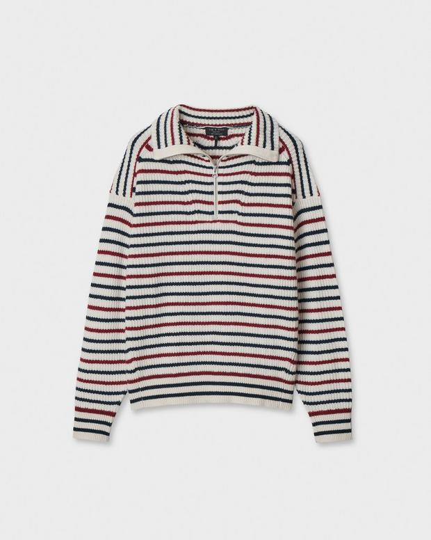 Rag & Bone Gigi Striped Cashmere Half-Zip