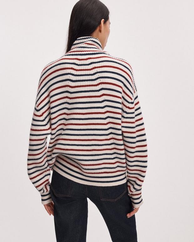 Rag & Bone Gigi Striped Cashmere Half-Zip