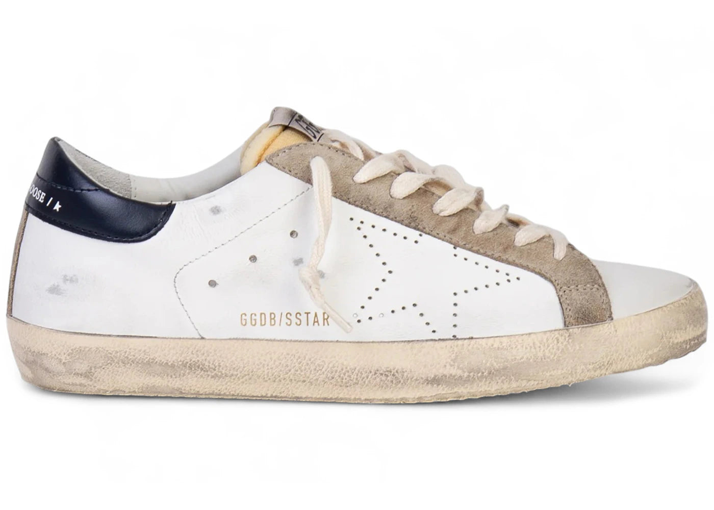 Golden Goose Super-Star White Navy Blue Heel Tab
