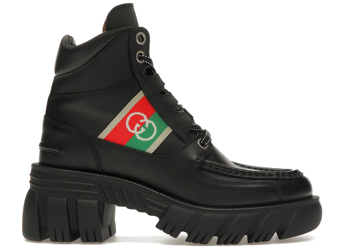 gucci 60mm romance leather combat boot black (women's)