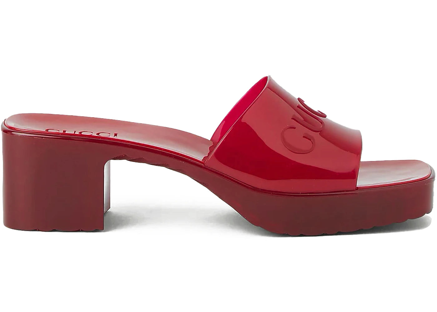 gucci 60mm slide sandal red rubber (women's)