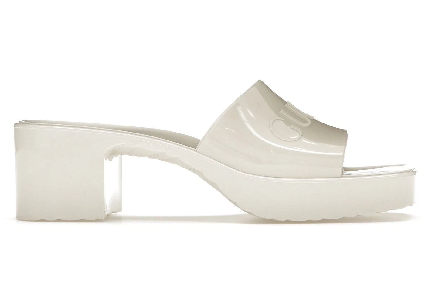 gucci 60mm slide sandal white rubber