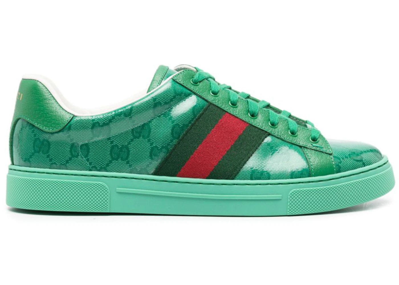 gucci ace crystal canvas green