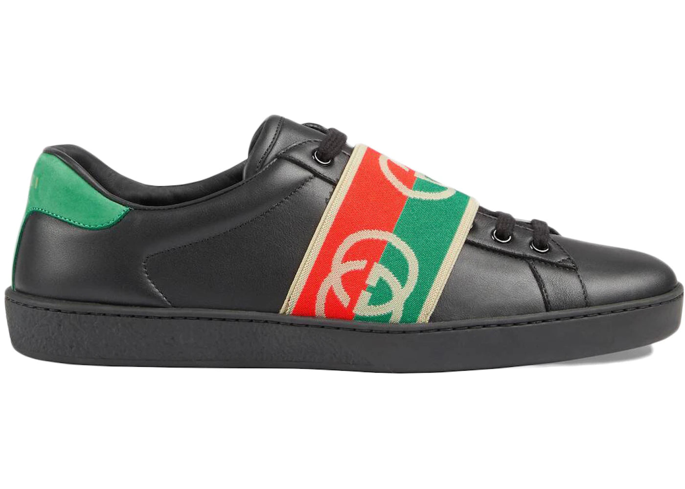 gucci ace elastic web interlocking gg black