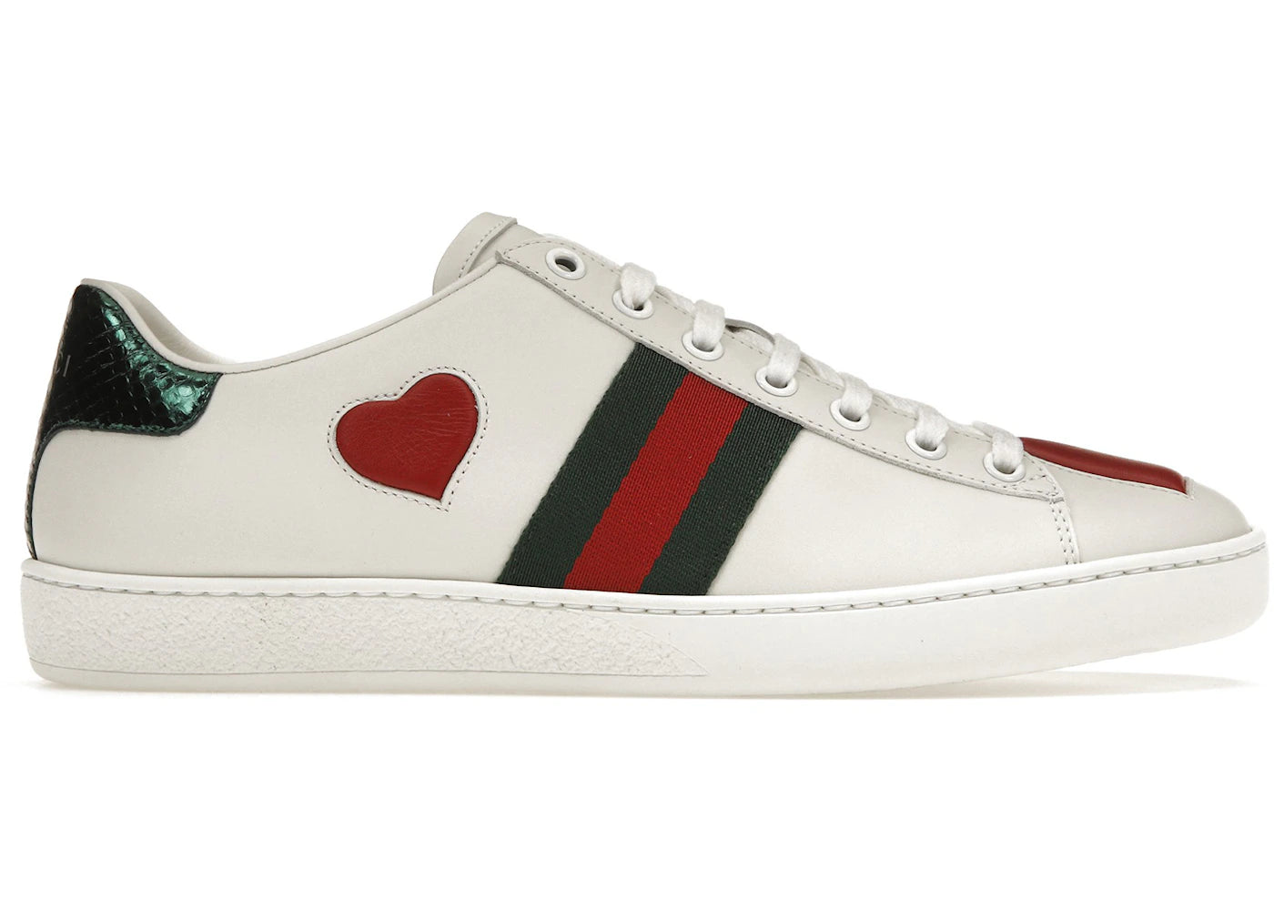gucci ace embroidered hearts (women's)
