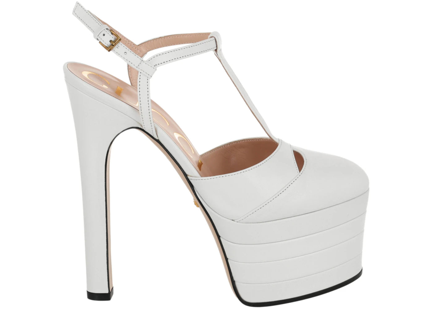 gucci angel platform pumps white (women's)
