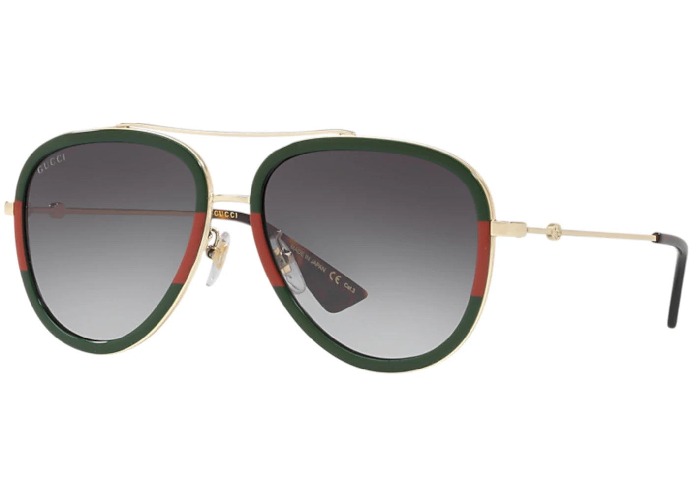 Gucci Aviator Sunglasses Gold Green (Gg0062S-003-57)