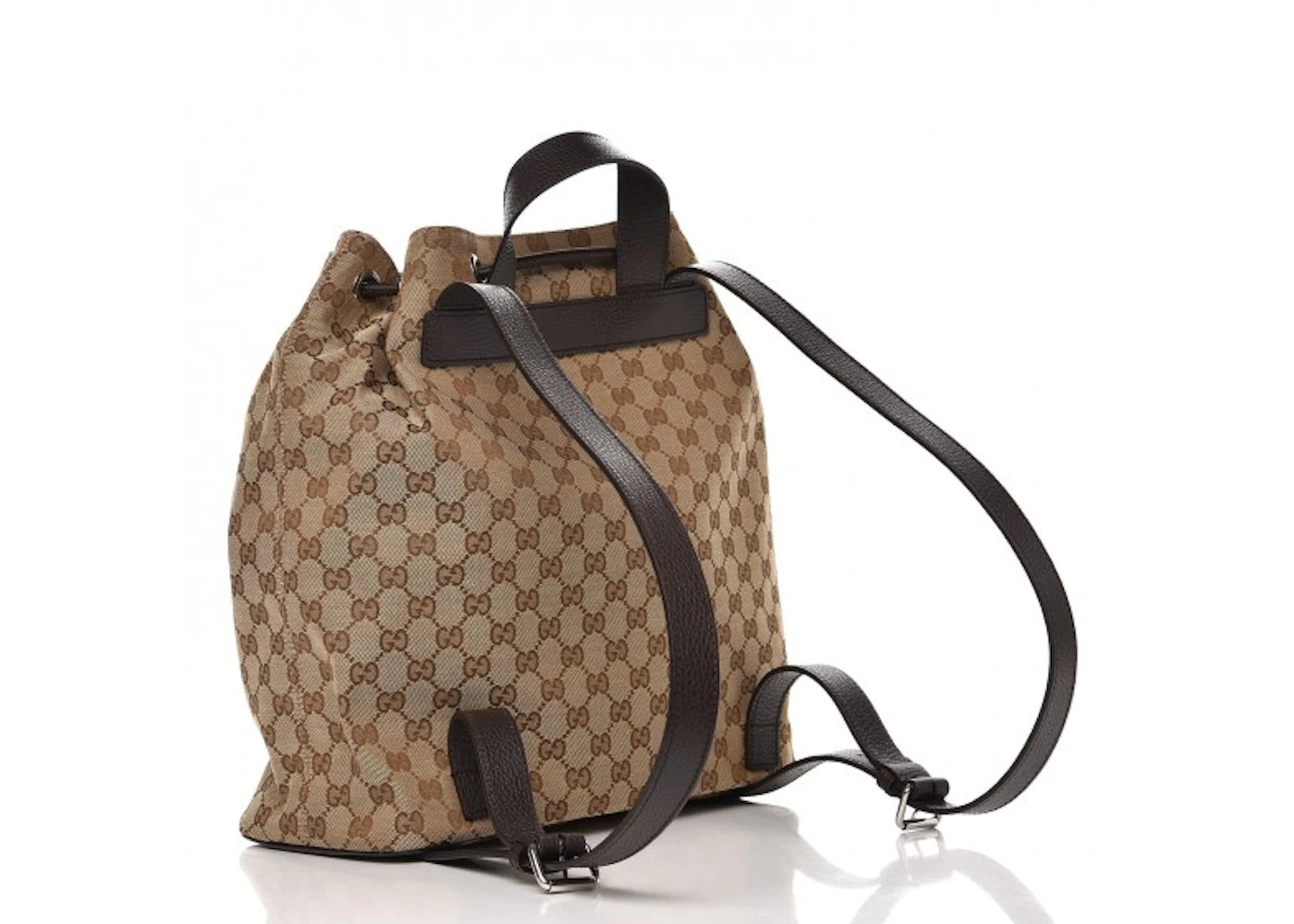 gucci drawstring backpack monogram gg beige/brown