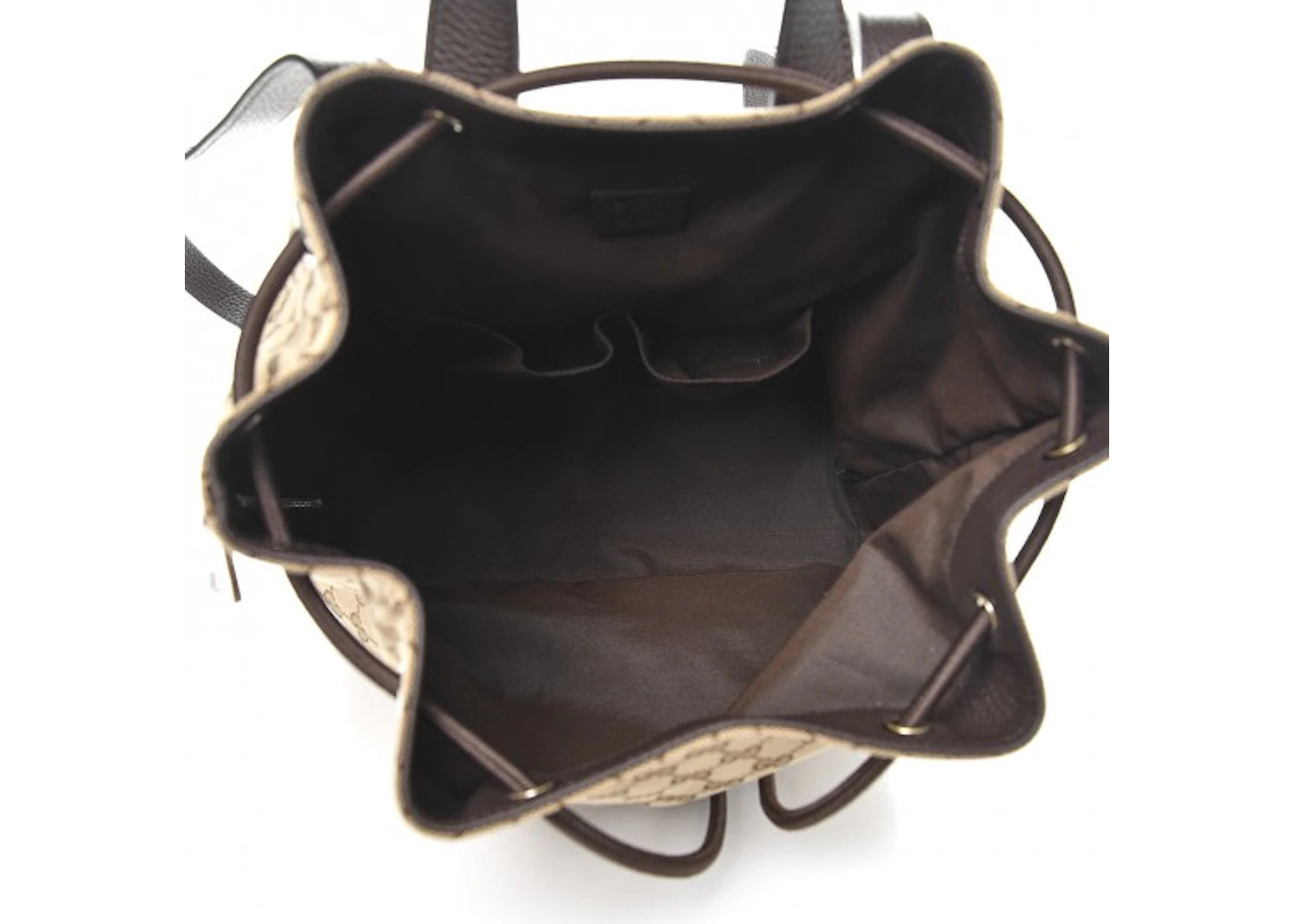 gucci drawstring backpack monogram gg beige/brown