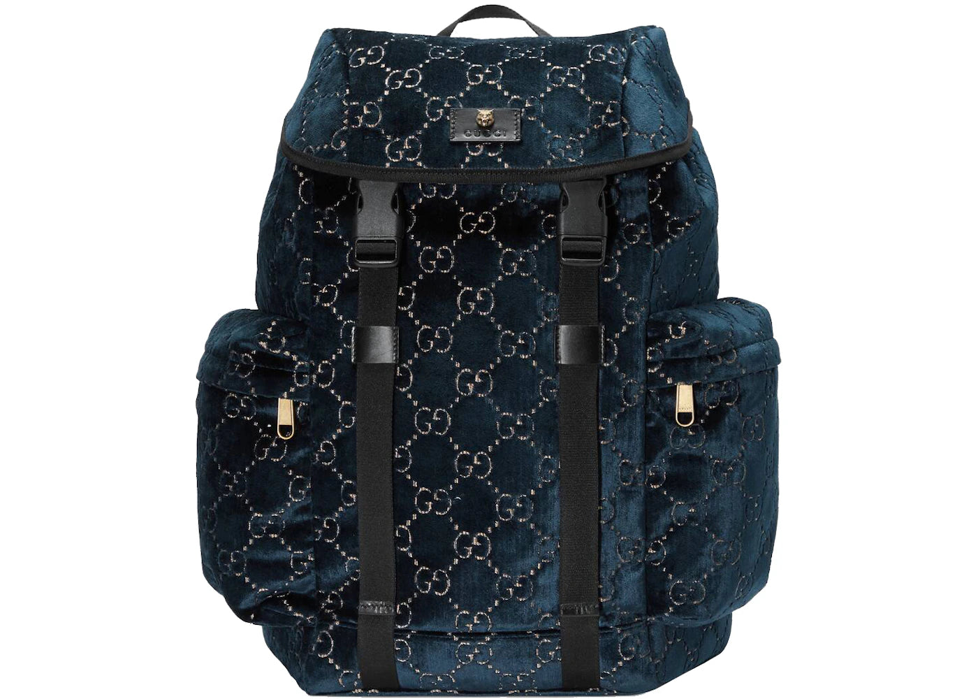 Gucci Backpack Gg Velvet Medium Blue