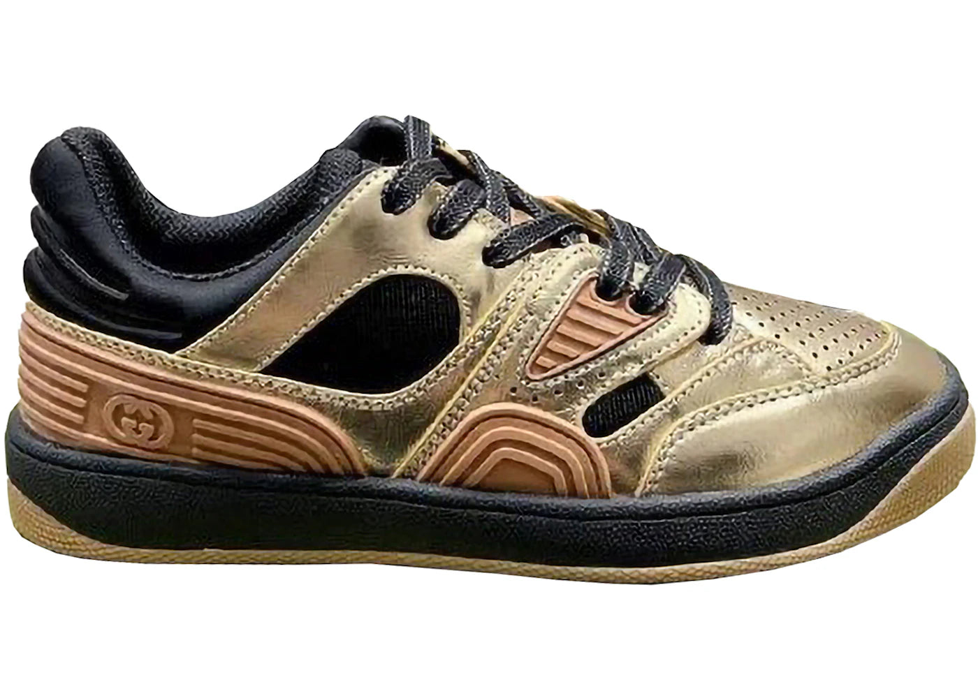 gucci basket low gold black