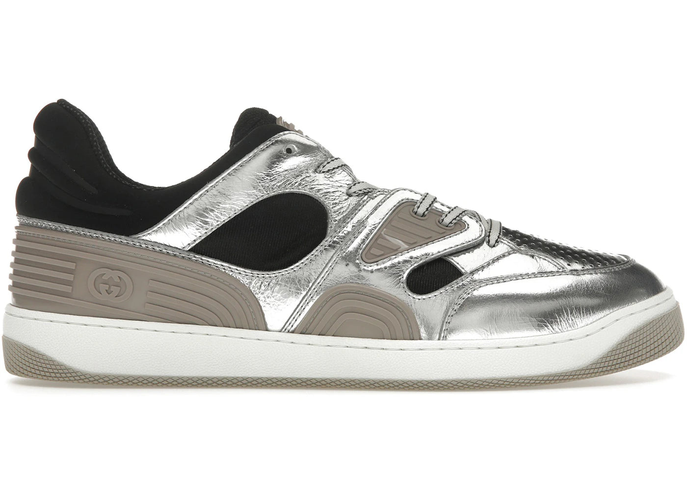 gucci basket low silver black