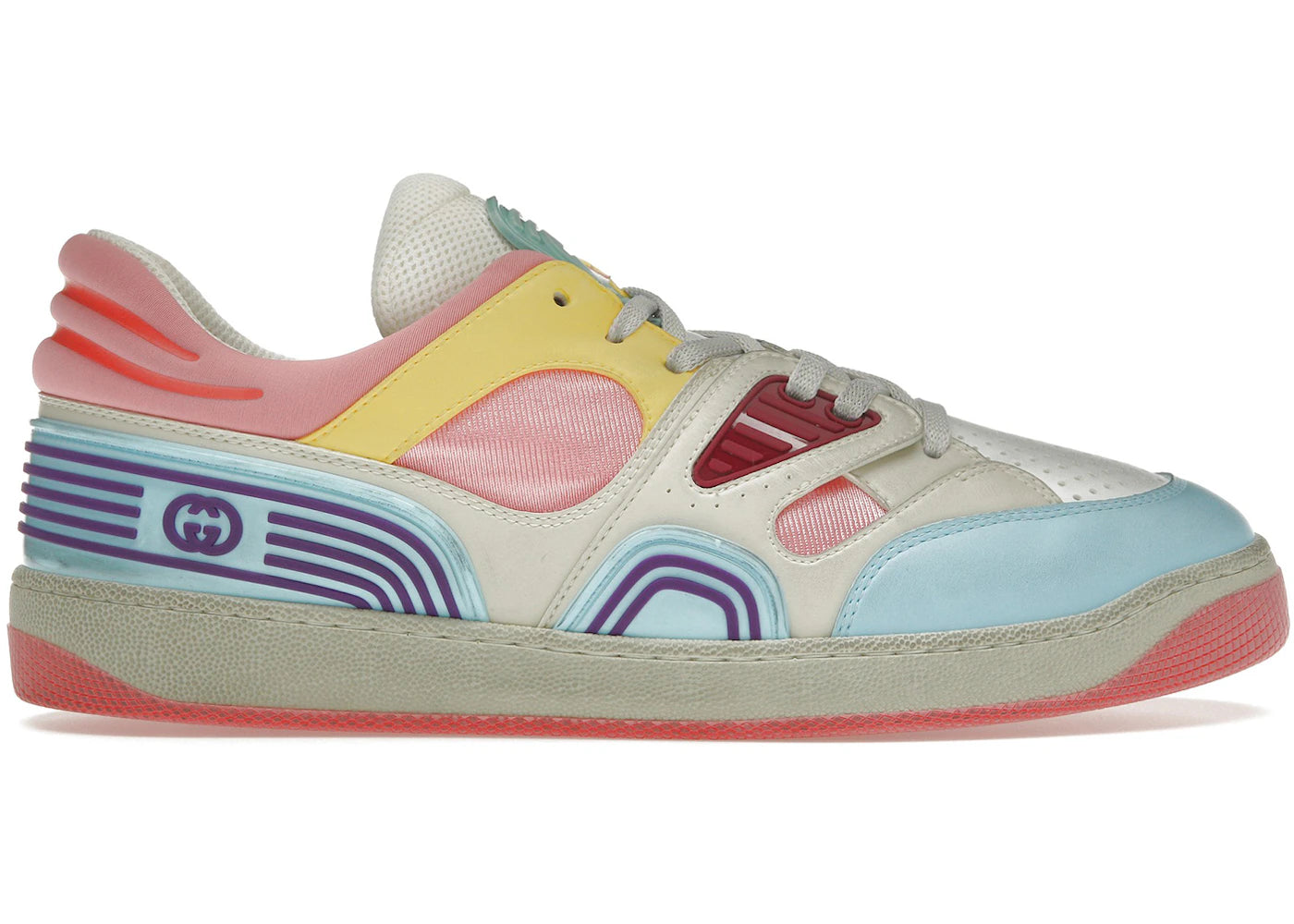 gucci basket low-top sneaker light blue demetra pink (women's)