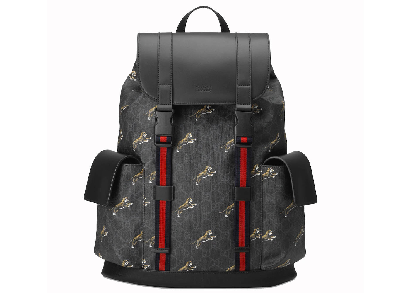 Gucci Bestiary Backpack Gg Supreme Tigers Black/Grey