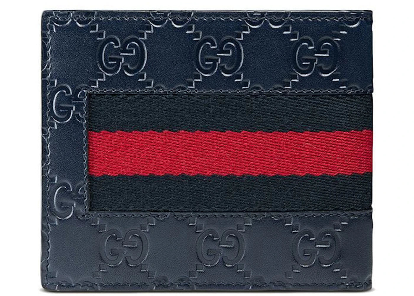 gucci bifold wallet signature web (8 card slots) blue