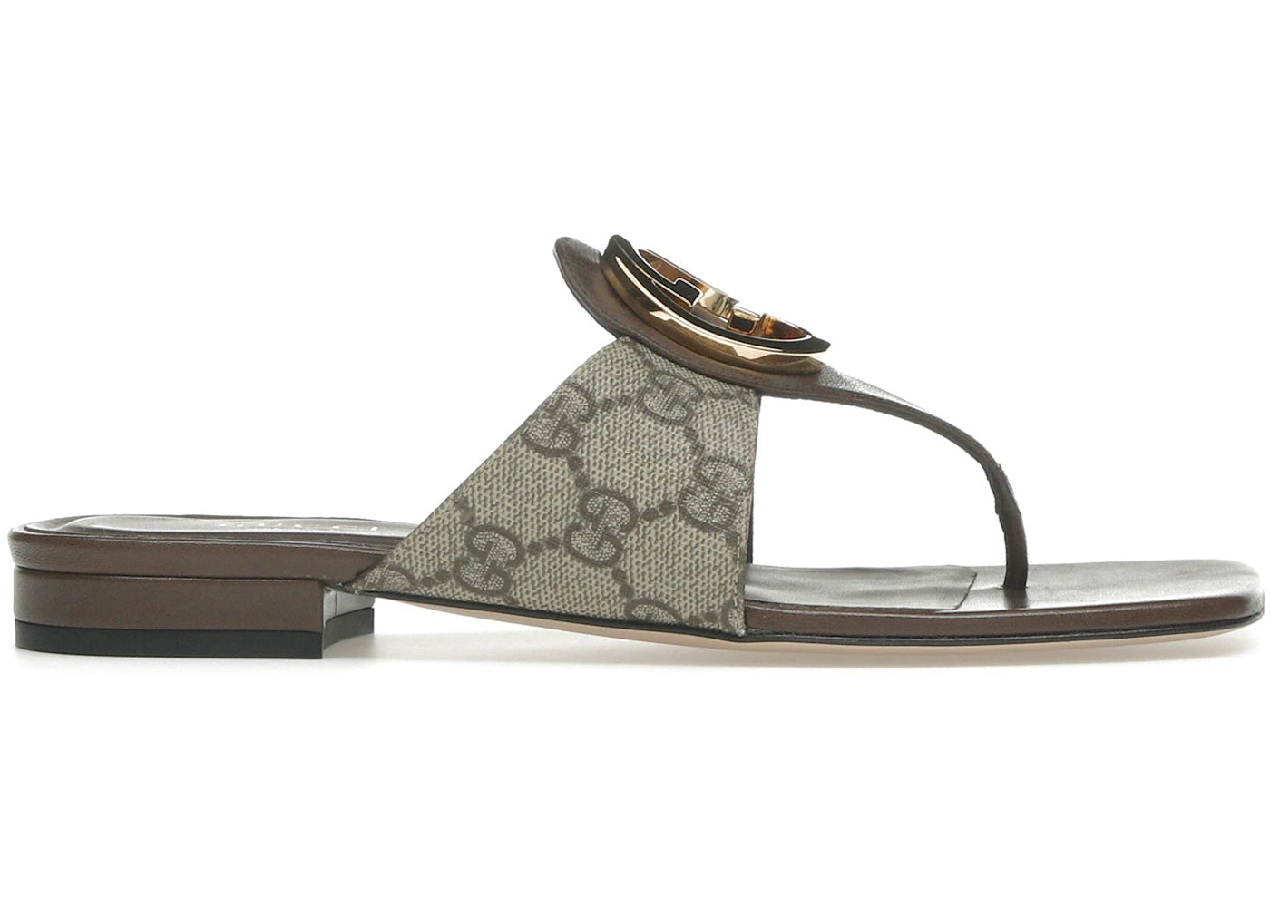 gucci blondie thong canvas sandals ebony (women's)