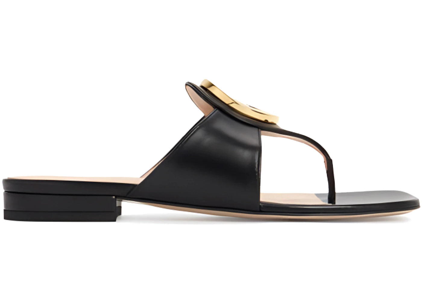 gucci blondie thong leather sandals black (women's)