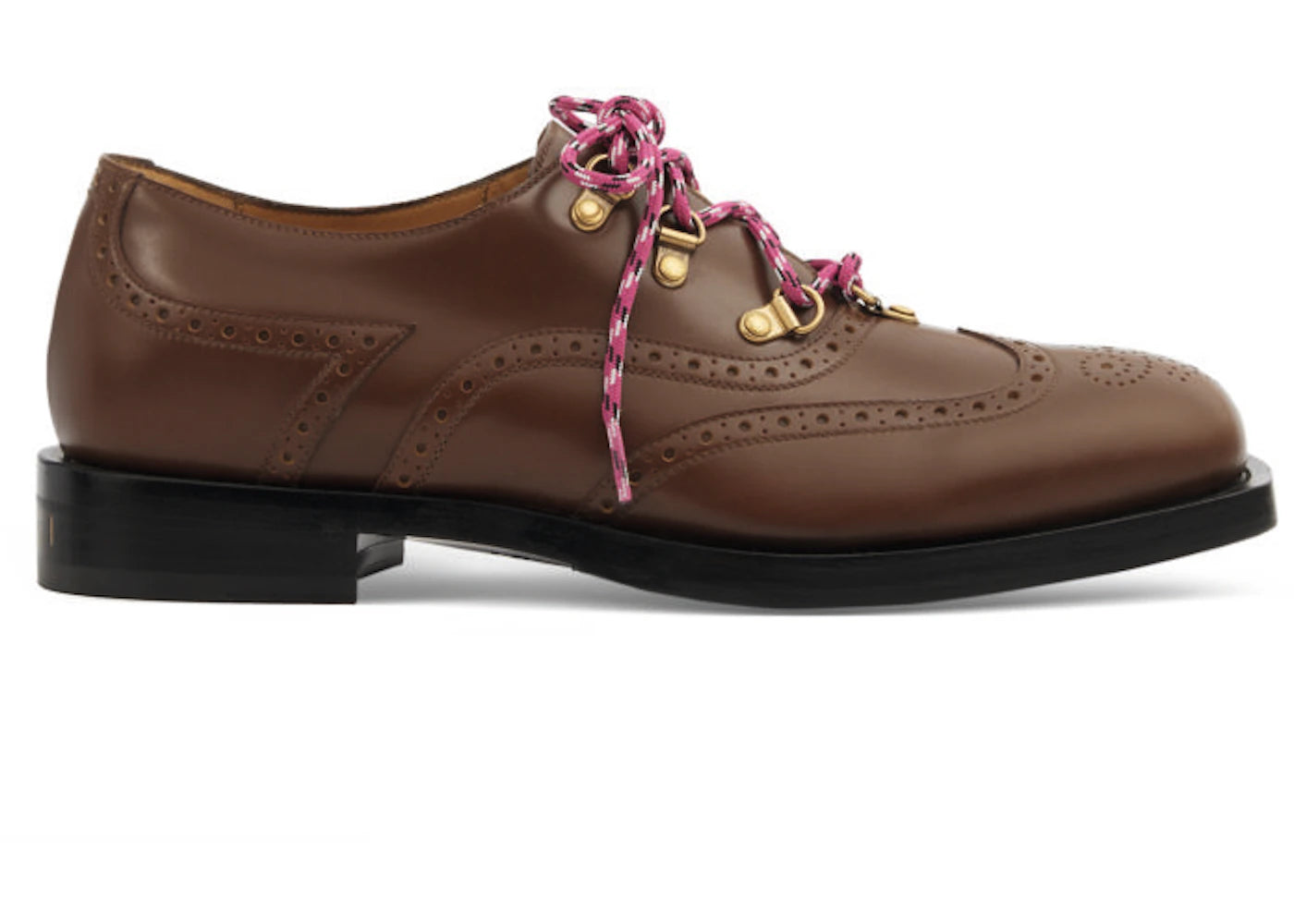 gucci brogue detail lace up shoe brown