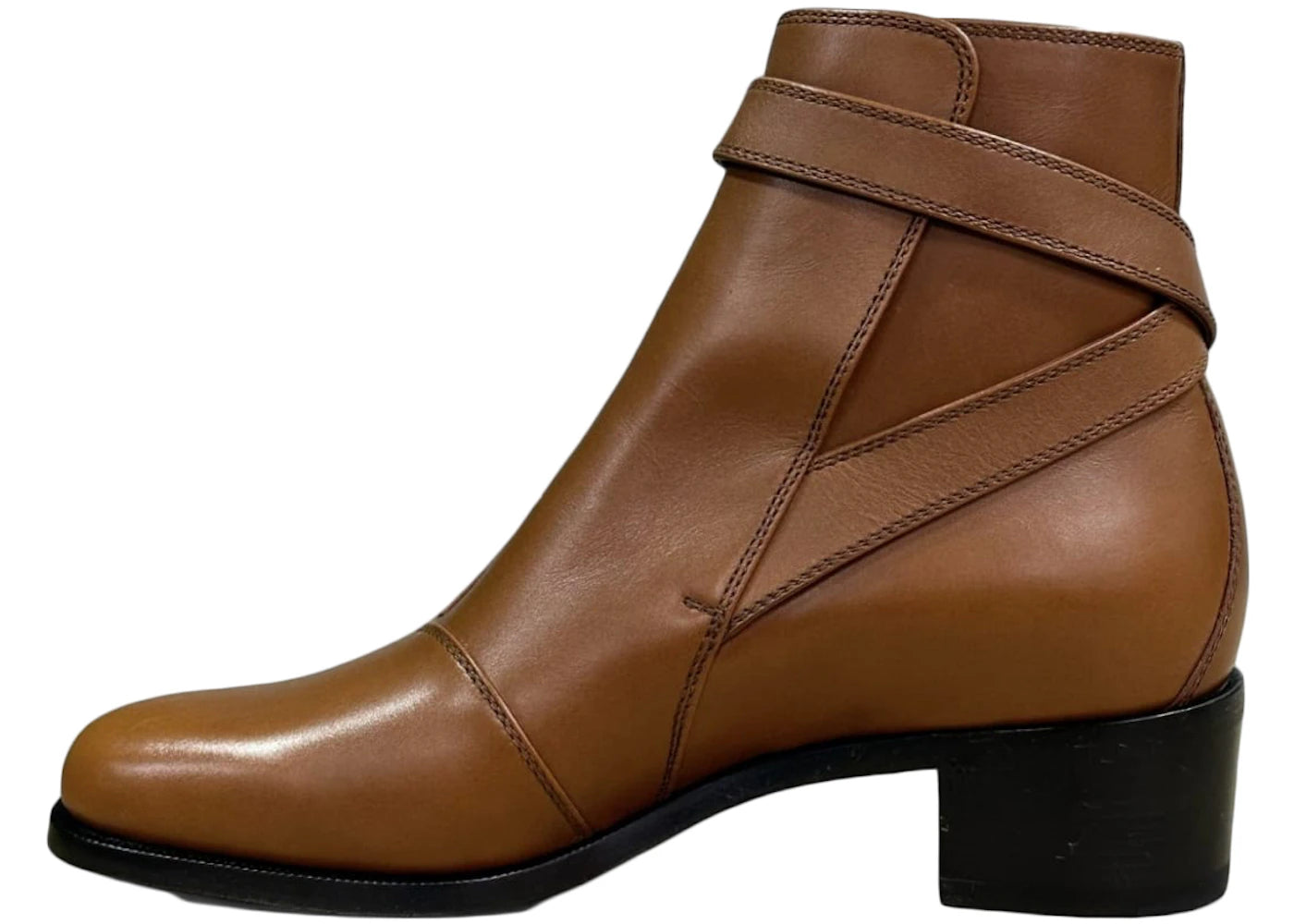 gucci buckled ankle leather boot brown