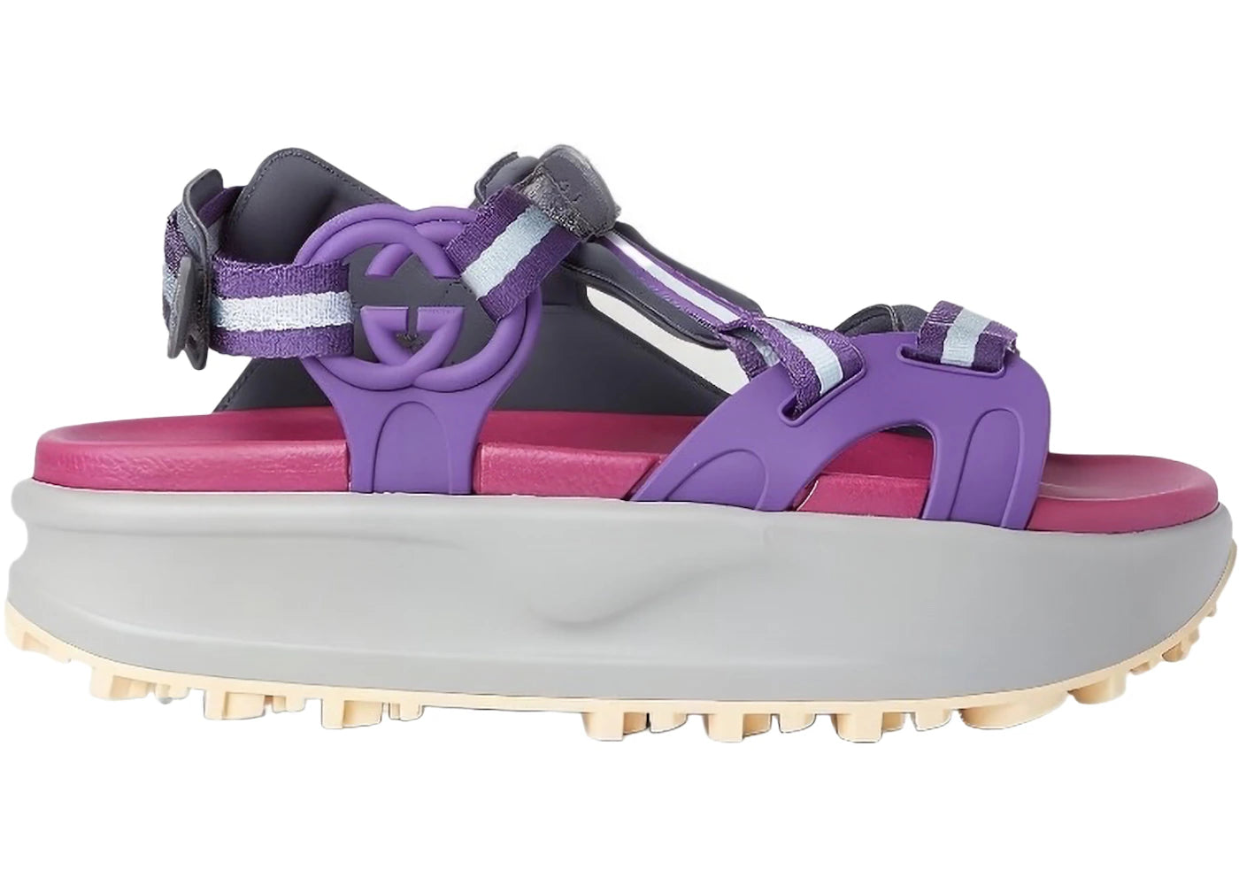 gucci colour block platform sandal purple (women's)