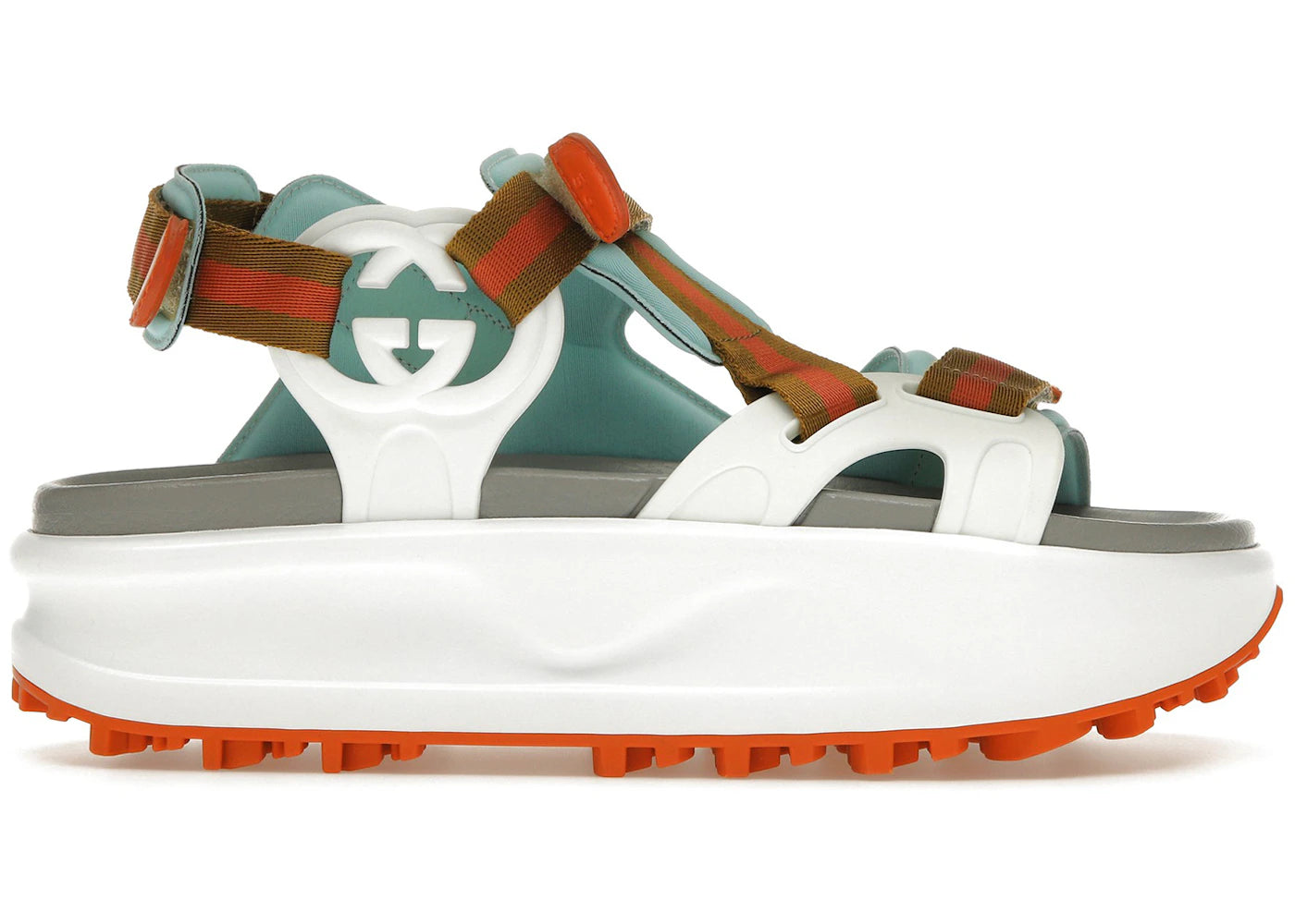 gucci colour block platform sandal white blue orange (women's)