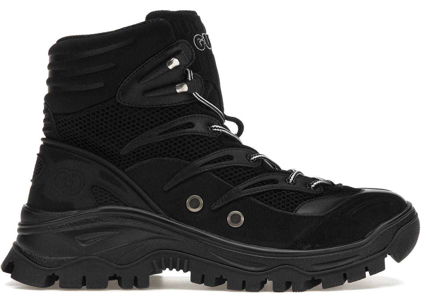 gucci contrast-panel lace-up boot black