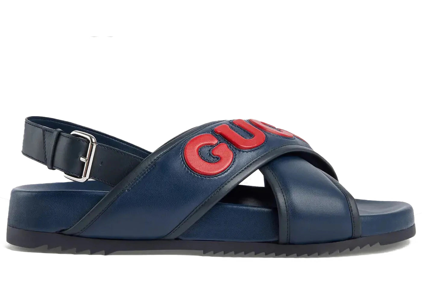 gucci cross band sandal blue red