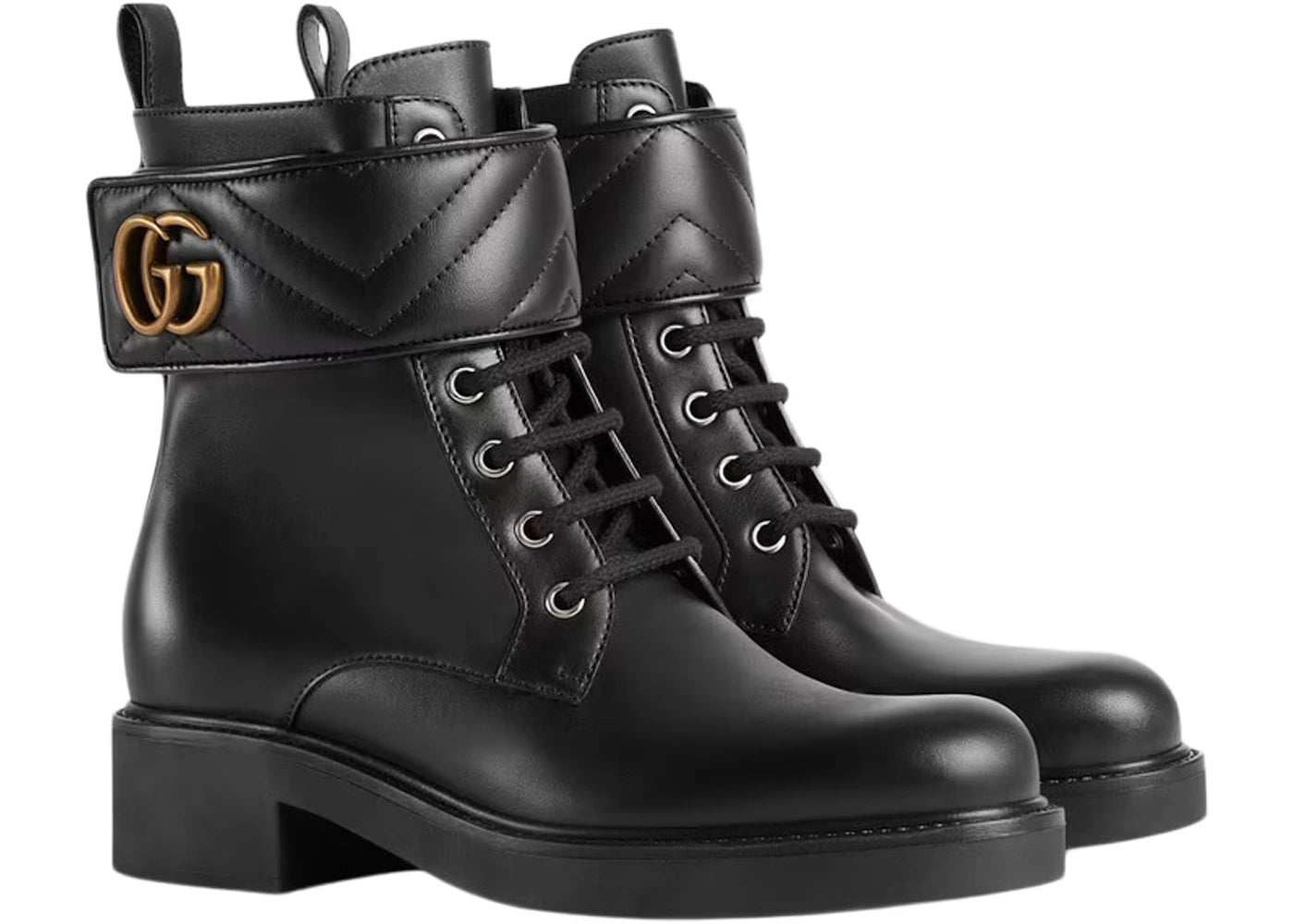 gucci double g 40mm ankle boot black leather