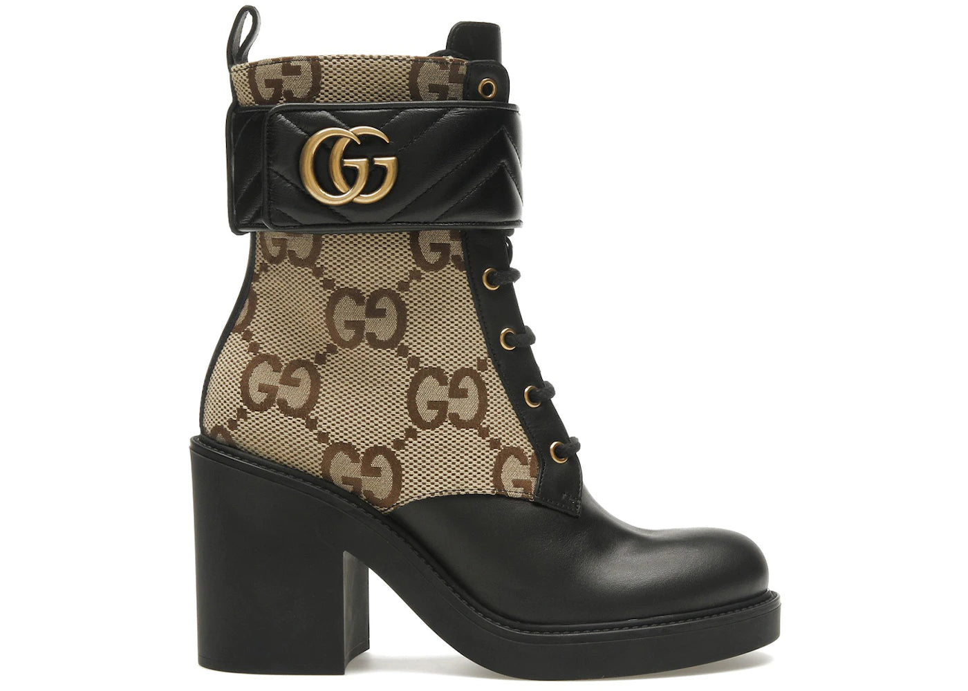 gucci double g ankle boots camel ebony (women's)