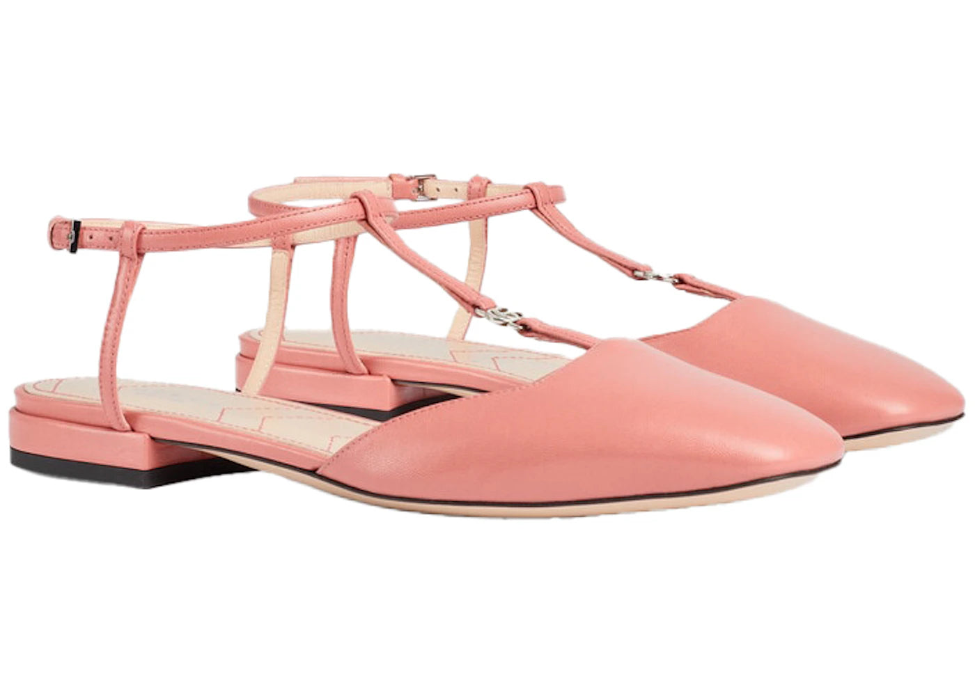 gucci double g ballet flats pink leather (women's)