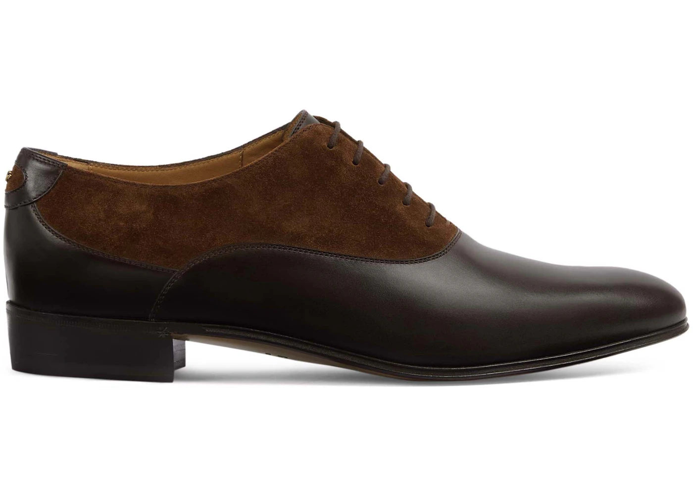 gucci double g panelled lace-up shoes brown black