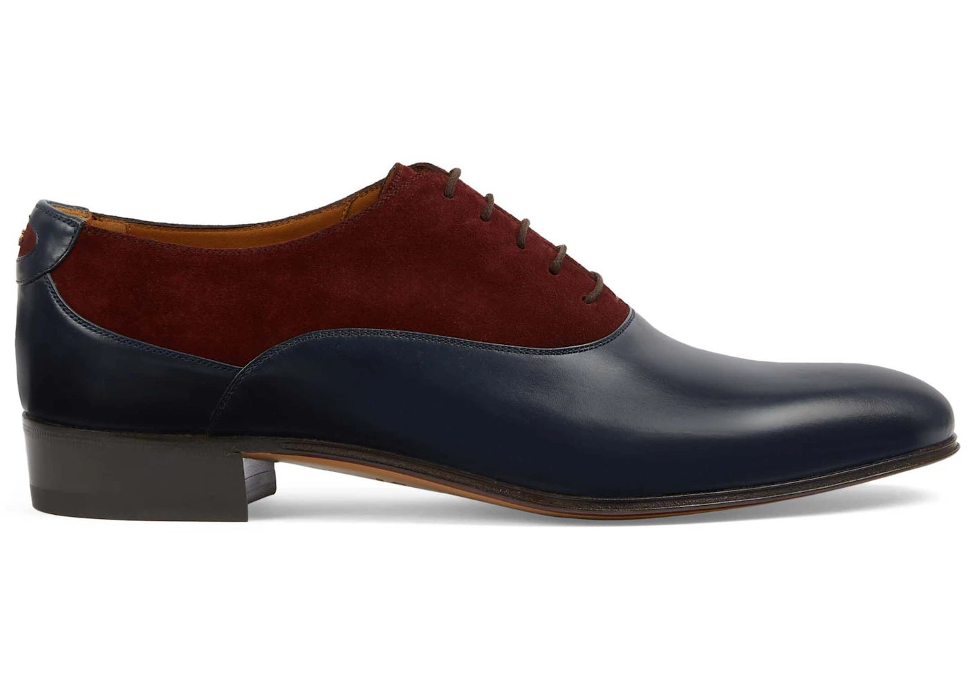 gucci double g panelled lace-up shoes brown blue